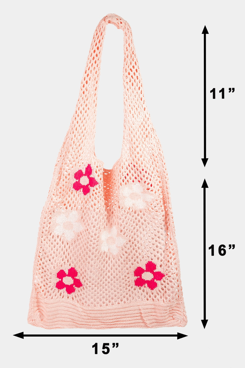 Fame Flower Pattern Knitted Tote Bag