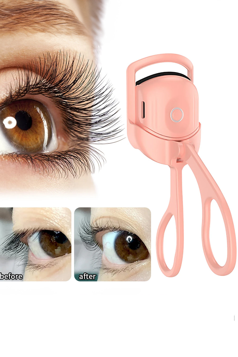 Apricot Pink Handheld Electric Heated Eyelash Curler