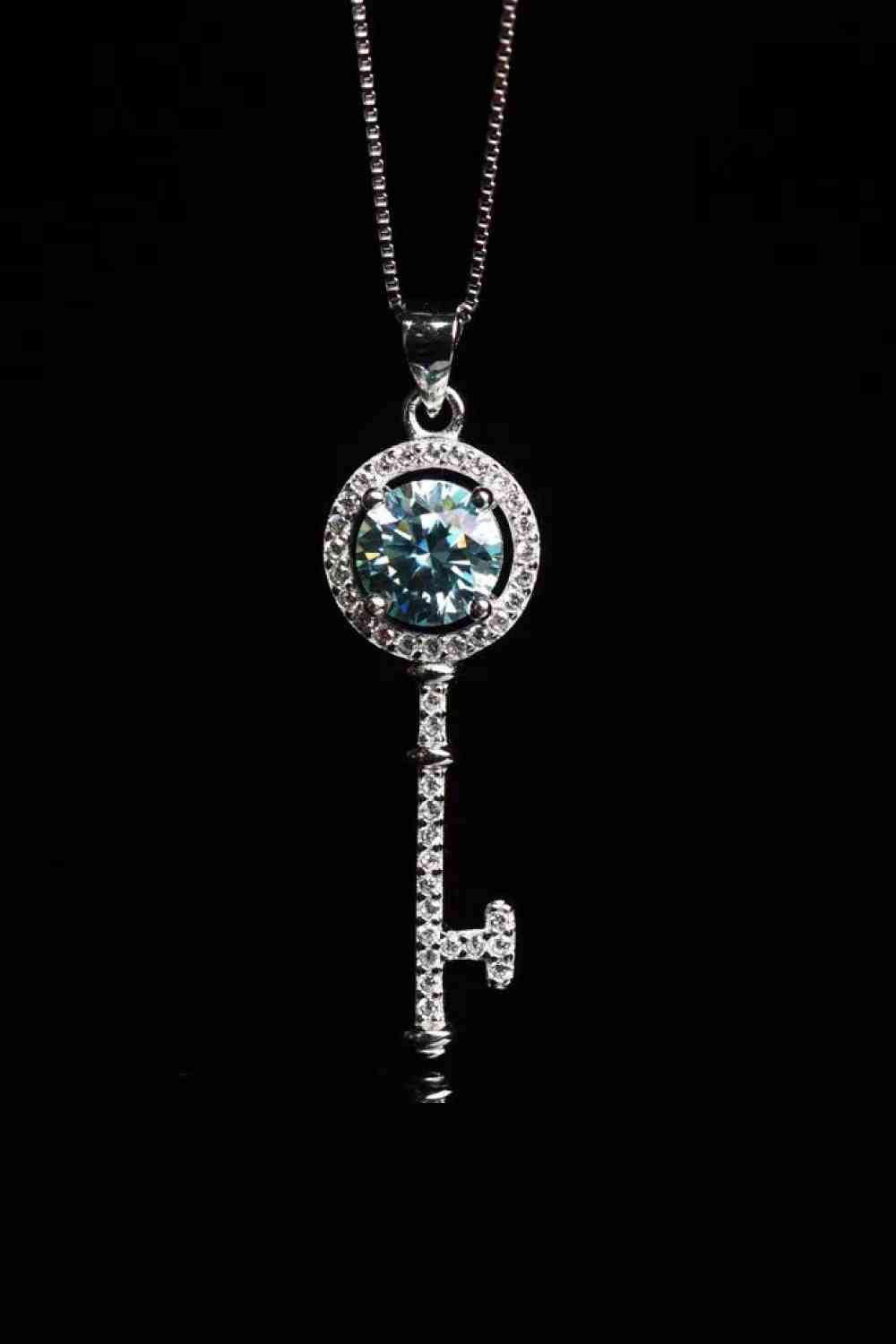 1 Carat Moissanite Key Pendant Necklace